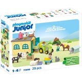 PLAYMOBIL Junior : Aventure à la ferme avec tracteur, remorque et amis animaux, Jouets de construction 