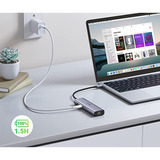 UGREEN USB-C to 2*USB3.0+HDMI+RJ 45+SD&TF+PD port Hub, Station d'accueil Argent