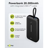 goobay Powerbank 20 000 mAh, câble USB-C intégré 13 cm, 30 watts Noir