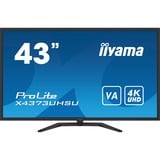 iiyama ProLite X4373UHSU-B1, Affichage public Noir, 4K Ultra HD, HDMI, DisplayPort, USB, Audio