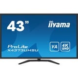 iiyama ProLite X4373UHSU-B1, Affichage public Noir, 108 cm (42.5"), 3840 x 2160 pixels, 4K Ultra HD, 3 ms, Noir