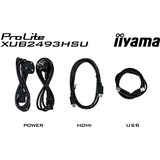iiyama XUB2493HSU-B7 écran plat de PC 60,5 cm (23.8") 1920 x 1080 pixels Full HD LED Noir Moniteur  Noir (Mat), 60,5 cm (23.8"), 1920 x 1080 pixels, Full HD, LED, 1 ms, Noir