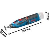 Bosch GRO 12V-35 Noir, Bleu 35000 OPM, Outil de multi fonction Bleu/Noir, Découpe, forage, Meulage, Polissage, Polissage, Sciage, Noir, Bleu, 35000 OPM, 5000 OPM, Batterie, Lithium-Ion (Li-Ion)