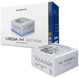 Chieftec Vega PPG-750-CW unité d'alimentation d'énergie 24-pin ATX ATX Blanc alimentation modulaire 750 watt Blanc, 1x 12V-2x6, 4x PCIe, 750 W, 100 - 240 V, 50/60 Hz, Actif, 100 W, 100 W