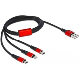 DeLOCK 86709 câble USB 1 m USB 2.0 USB A USB C/Lightning Noir, Rouge Noir/Rouge, 1 m, USB A, USB C/Lightning, USB 2.0, Noir, Rouge