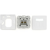 Digitus Prise de données CAT.6A, encastrée, blindée, 2x RJ-45 LSA, Boîte de jonction Blanc