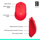 Logitech M330 SILENT PLUS, Souris Rouge, 1000 Dpi