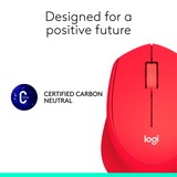 Logitech M330 SILENT PLUS, Souris Rouge, 1000 Dpi