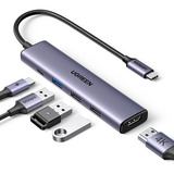 UGREEN 15495 station d'accueil Avec fil USB 3.2 Gen 1 (3.1 Gen 1) Type-C Gris Argent, Avec fil, USB 3.2 Gen 1 (3.1 Gen 1) Type-C, 100 W, Gris, 5 Gbit/s, 4K Ultra HD
