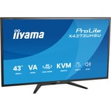 iiyama ProLite X4373UHSU-B2 42.5" 4K Ultra HD Moniteur Noir (Mat), 1x DisplayPort, 2x HDMI, 3x USB-C, 2x USB-A, 108 cm (42.5"), 3840 x 2160 pixels, 4K Ultra HD, LED, 3 ms, Noir