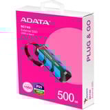 ADATA SC740 500 Go USB Type-C 3.2 Gen 2 (3.1 Gen 2) Noir, Bleu SSD externe Noir/Bleu, 500 Go, USB Type-C, 3.2 Gen 2 (3.1 Gen 2), 1050 Mo/s, 10 Gbit/s, Noir, Bleu
