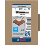 Bosch Burins plats SDS-plus Marteau perforateur, Mèche de perçage de burin plat, 250 mm, SDS Plus, 10 pièce(s)