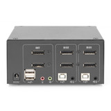 Digitus Commutateur KVM DisplayPort 2x 1, Switch KVM Noir
