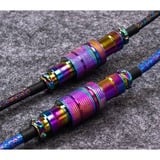 Keychron Premium Coiled Aviator Cable - Rainbow Plated Blue, Angled, Câble Bleu, 1,08 mètres