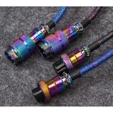 Keychron Premium Coiled Aviator Cable - Rainbow Plated Blue, Angled, Câble Bleu, 1,08 mètres