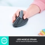 Logitech Souris ergonomique avancée MX Vertical Noir/Argent, Droitier, Optique, RF sans fil + Bluetooth, 4000 DPI, Graphite