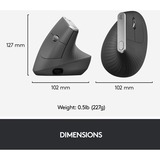 Logitech Souris ergonomique avancée MX Vertical Noir/Argent, Droitier, Optique, RF sans fil + Bluetooth, 4000 DPI, Graphite