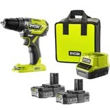 Ryobi ONE+ Perceuse-visseuse à percussion sans fil R18PD5-220S, 18Volt, Perceuse à percussion Vert/Noir