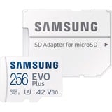 Samsung EVO Plus microSDXC (2024), 256 Go, Carte mémoire Blanc, U3, V30, A2, Adaptateur SD inclus