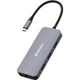 Verbatim CMH-09 USB Type-C 10000 Mbit/s Argent, Station d'accueil Gris, USB Type-C, HDMI, RJ-45, USB 3.2 Gen 1 (3.1 Gen 1) Type-A, USB 3.2 Gen 2 (3.1 Gen 2) Type-A, USB 3.2 Gen 2..., MicroSD (TransFlash), SD, 10000 Mbit/s, 60 Hz, Argent