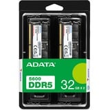 ADATA AD5U560032G-DT module de mémoire 64 Go 2 x 32 Go DDR5 288-pin DIMM, Mémoire vive Noir, 64 Go, 2 x 32 Go, DDR5, 5600 MHz, 288-pin DIMM