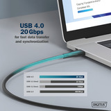 Digitus Câble de connexion en silicone USB4 Gen 2x2 USB-C > USB-C Noir