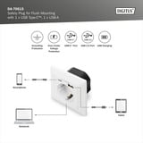 Digitus Prise de sécurité encastrée, avec 1x USB-A et 1x USB-C, Prise de courant Blanc