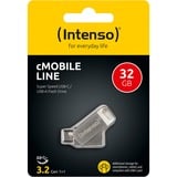 Intenso cMobile Line lecteur USB flash 32 Go USB Type-A / USB Type-C 3.2 Gen 1 (3.1 Gen 1) Argent, Clé USB Argent, 32 Go, USB Type-A / USB Type-C, 3.2 Gen 1 (3.1 Gen 1), 70 Mo/s, Pivotant, Argent