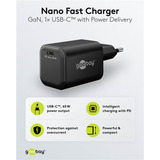 goobay Chargeur rapide USB-C PD GaN Nano 65 W Noir
