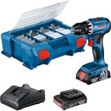 Bosch BOSCH GSR 18V-45 2x 2,0Ah Zubehör L-CASE, Perceuse/visseuse Bleu/Noir, Perceuse à poignée pistolet, Sans clé, Noir, Bleu, 1,3 cm, 500 tr/min, 1,5 mm