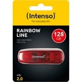 Intenso Rainbow Line lecteur USB flash 128 Go USB Type-A 2.0 Rouge, Transparent, Clé USB Rouge, 128 Go, USB Type-A, 2.0, 28 Mo/s, Casquette, Rouge, Transparent