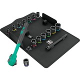 Wera 8100 SB 12 Jeu de cliquets Zyklop Comfort, Set d'outils Noir/Vert, Levier de changement, 3/8" drive, métrique, 16 pièces