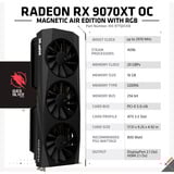 XFX Radeon RX 9070 XT OC Mercury RGB Magnetic Air, Carte graphique Noir, RDNA4, GDDR6, 3x DisplayPort, 1x HDMI 2.1