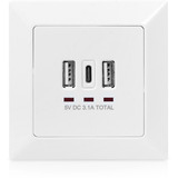 Digitus Prise encastrée, avec ports USB A et USB-C, Prise de courant Blanc