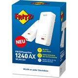FRITZ! 1240 AX WLAN Set, Powerline Powerline 1240 AX WLAN Set, 1200 Mbit/s, Gigabit Ethernet, 10,100,1000 Mbit/s, Wi-Fi 6 (802.11ax), Monobande (2,4 GHz), 600 Mbit/s