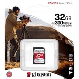 Kingston Canvas React Plus 32 Go SDHC, Carte mémoire Noir, UHS-II U3, Class 10, V90