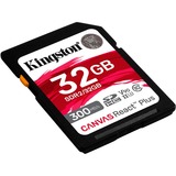 Kingston Canvas React Plus 32 Go SD UHS-II Classe 10, Carte mémoire Noir, 32 Go, SD, Classe 10, UHS-II, 300 Mo/s, 260 Mo/s