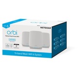 Netgear ORBI RBK763s Tri-band Mesh WiFi 6, Routeur maillé Blanc, 1x ORBI-routeur (RBR760) + 2x ORBI-satellite (RBS760)