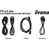 iiyama LE9864UHS-B1AG Écran d'affichage dynamique Écran plat de signalisation numérique 2,49 m (98") Wifi 500 cd/m² 4K Ultra HD Noir Intégré dans le processeur Android 24/7, Affichage public Noir (Mat), Écran plat de signalisation numérique, 2,49 m (98"), 3840 x 2160 pixels, Wifi, 24/7