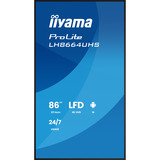 iiyama ProLite LH8664UHS-B3AG 85.6" 4K Ultra HD, Affichage public Noir (Mat), HDMI, USB-C, Audio, WiFi 5, LAN, Android 14