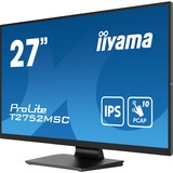 iiyama ProLite T2752MSC-B1 écran plat de PC 68,6 cm (27") 1920 x 1080 pixels Full HD LED Écran tactile Noir Moniteur Noir (Mat), 1x DisplayPort, 1x HDMI, 2x USB-A, 68,6 cm (27"), 1920 x 1080 pixels, Full HD, LED, 5 ms, Noir