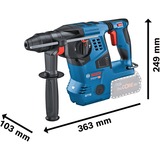 Bosch GBH 18V-28 C SDS Plus, Marteau piqueur Bleu/Noir, SDS Plus, Noir, Bleu, Moteur sans balai, 2,8 cm, 3,3 J, 4220 bpm