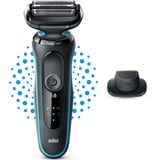 Braun Series 5 51-M1200s rasoir pour homme Rasoir à grille Tondeuse Noir, Bleu Noir/Turquoise, Rasoir à grille, Noir, Bleu, AutoSense, Boutons, Batterie, Lithium-Ion (Li-Ion)