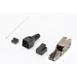Digitus Connecteur de terrain CAT.6a coudé, STP avec capuchon anti-poussière, Prise de courant Argent
