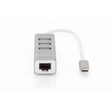 Digitus Hub USB Type-C 3 ports, Station d'accueil Argent/Blanc