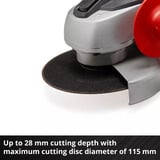 EINHELL Meuleuse d'angle sans fil Power X-Change TC-AG 18/115 Li Kit, 18 Volts Rouge/Noir