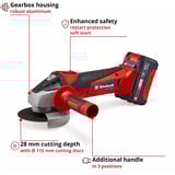EINHELL TC-AG 18/115 Li Kit, Meuleuse d'angle Rouge/Noir