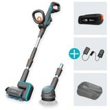 GARDENA Nettoyeur multi-usages sans fil AquaBrush Universal 04/18V P4A set, Nettoyant pour sols dur Gris/Turquoise, 14842-20