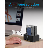 ICY BOX IB-1233CL-CR, station de clonage SSD/HDD, Station d'accueil Noir
