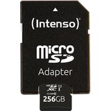Intenso microSD Karte UHS-I Premium 256 Go Classe 10, Carte mémoire Noir, 256 Go, MicroSD, Classe 10, UHS-I, 90 Mo/s, Class 1 (U1)